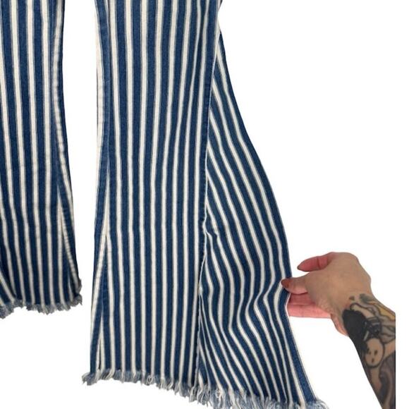 Show Me Your Mumu Womens Berkeley Bell Bottoms Striped Raw Hem Blue Size XS - Picture 7 of 14